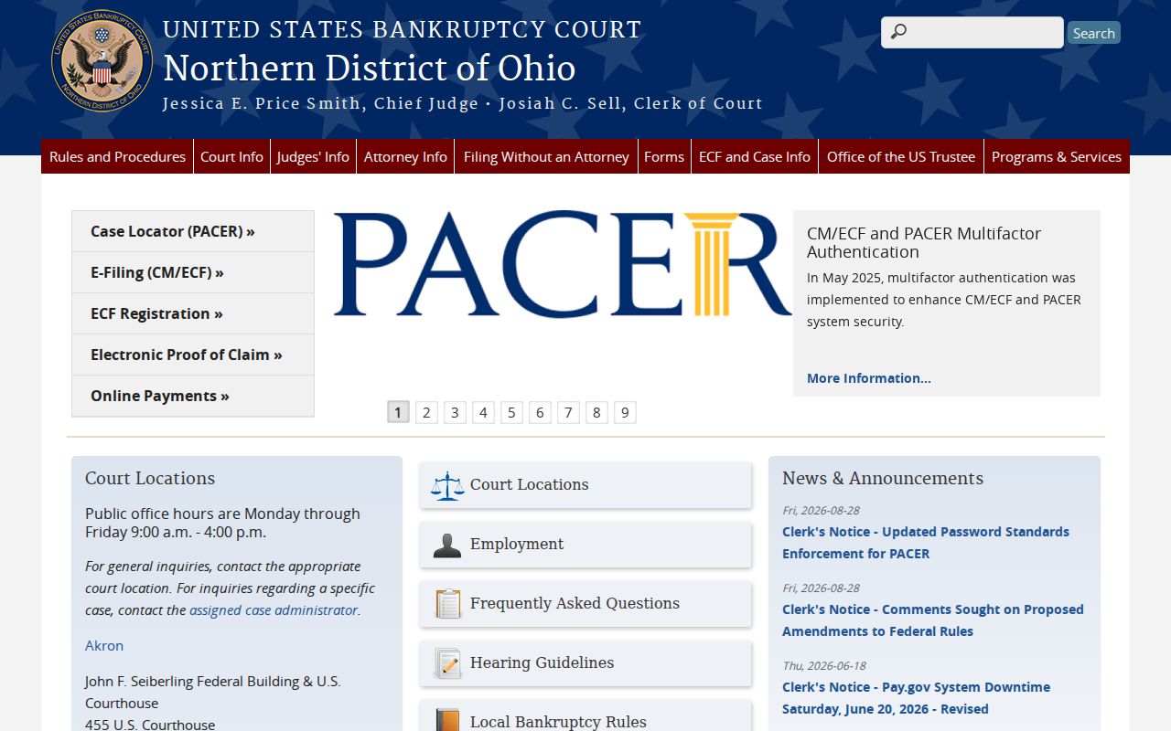 Northern District of Ohio Bankruptcy Court separate from Carroll County state court records