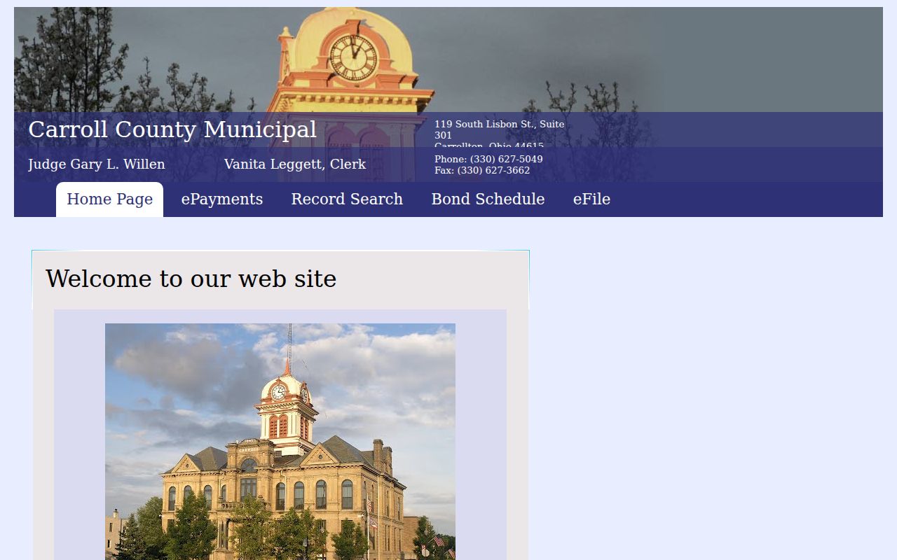 Carroll County Municipal Court official criminal and traffic court home page